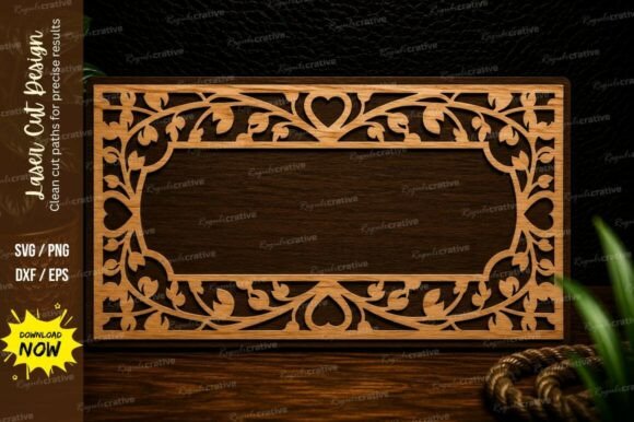 Download Elegant Heart Border Name Frame Laser Cu - Elegant heart Collection