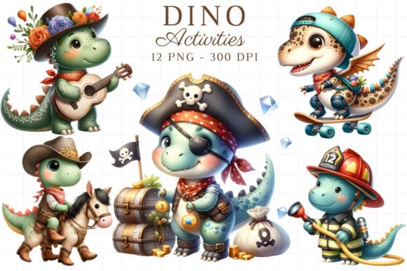 Download Cute Dino Activities Clipart Sublimation - Dino Collection