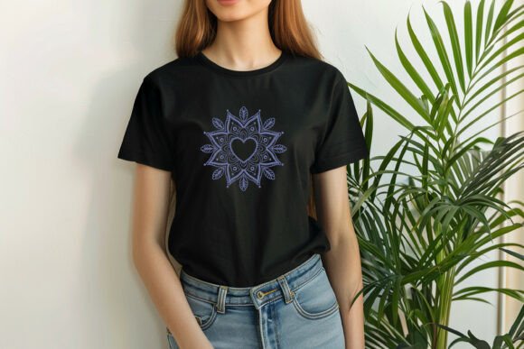 Download Elegant Heart Mandala Monogram Frame Embroidery Design in Blue - Elegant heart Collection