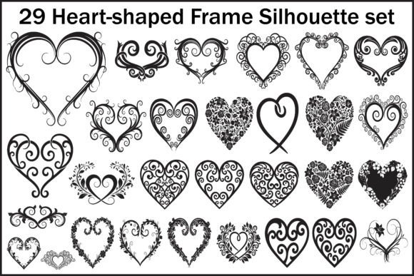 Download 29 Elegant Heart-Shaped Frame Silhouette - Elegant heart Collection