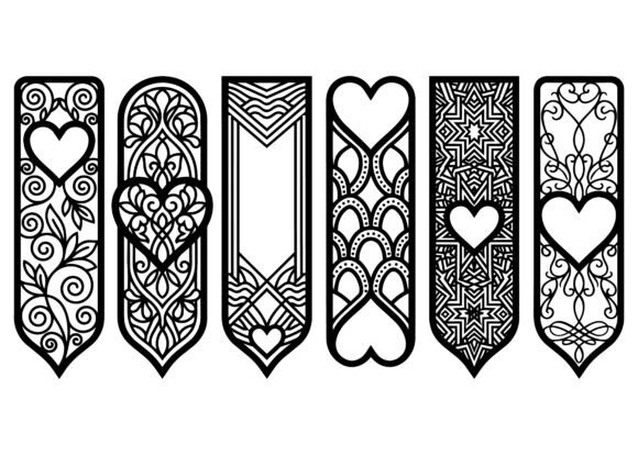 Download Elegant Heart Pattern Bookmark EPS Bundle - Elegant heart Collection