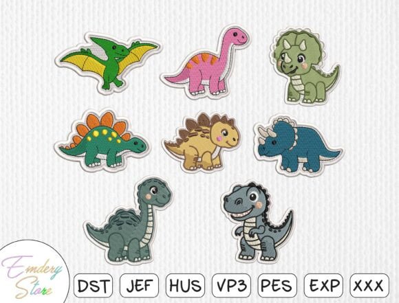 Download Cute Dinosaur Patch Embroidery Bundle - Dino Collection